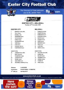 exeter_millwall_teamsheet241109